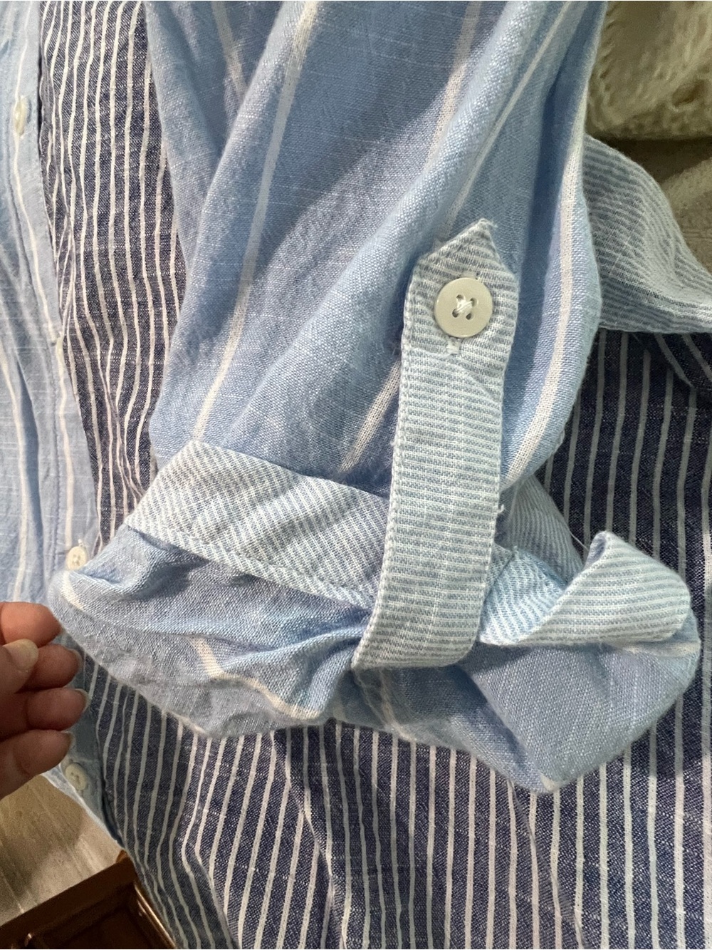 Dash Mixed-Stripe Button-Down Shirt - Light Blue & Navy - Picture 3 of 4